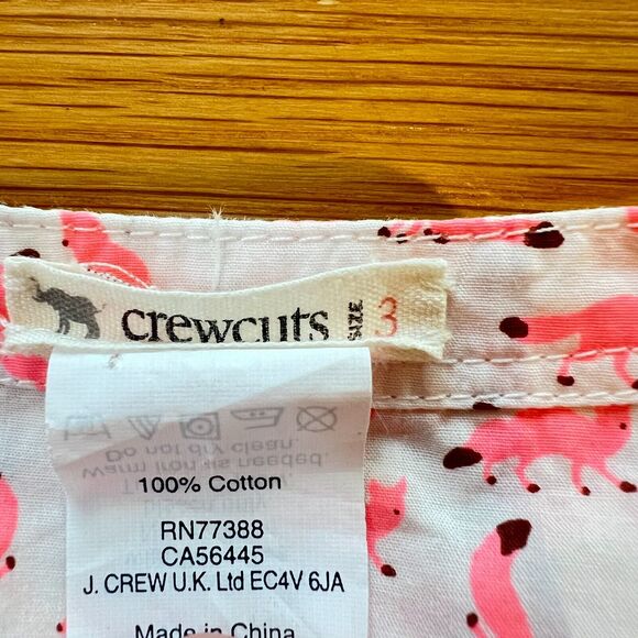 Crewcuts Shirt Girls 3T White Pink Fox Print Tunic Cotton Button Up J Crew - Picture 6 of 6